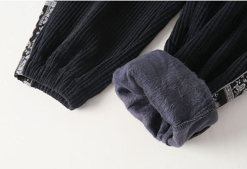 Men's Corduroy Fleece Jogging Elastic Waistband with Pockets