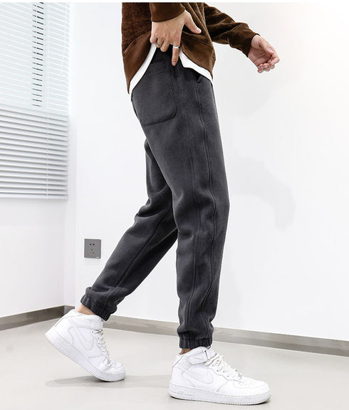 Men's Fleece Plus Size Elastic Waist Outdoor Jogging Pants