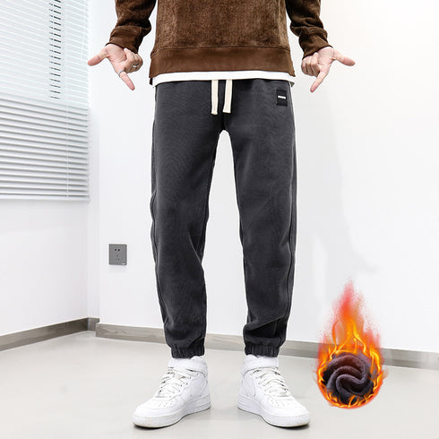 Men's Fleece Plus Size Elastic Waist Outdoor Jogging Pants