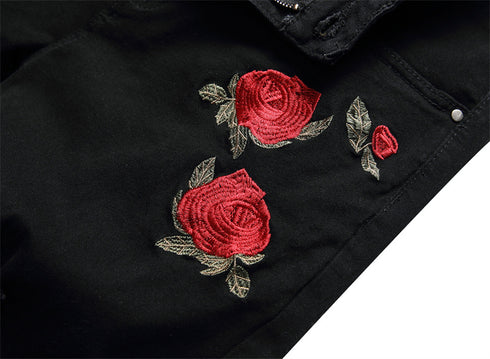 Men's Flower Ripped Denim Jeans Shorts Men's Jean Shorts