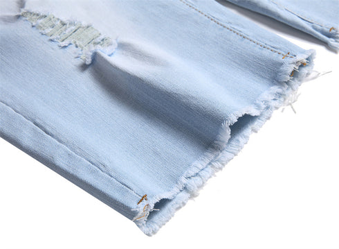 Men's Flower Ripped Denim Jeans Shorts Men's Jean Shorts