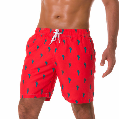 Men's Funny Printed Quick Dry Beach Shorts with Mesh Lining