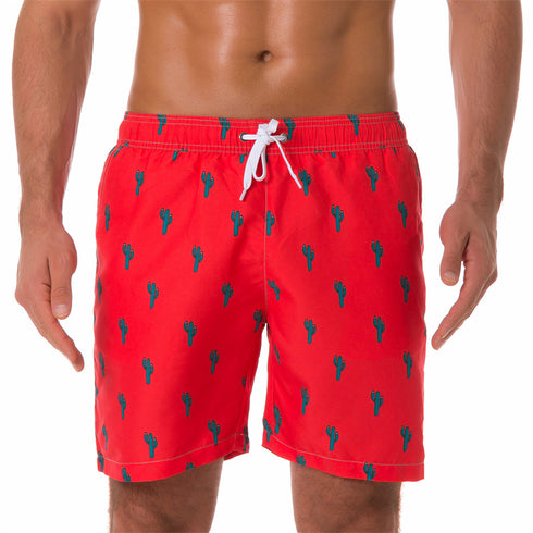 Men's Funny Printed Quick Dry Beach Shorts with Mesh Lining
