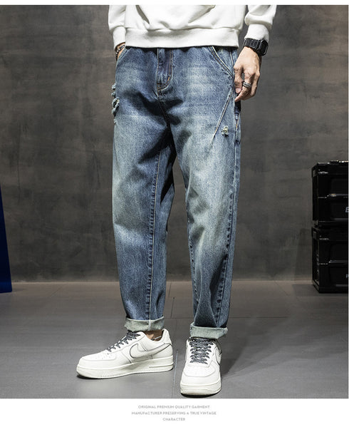 Men's Harem Ripped Denim Jeans Pants