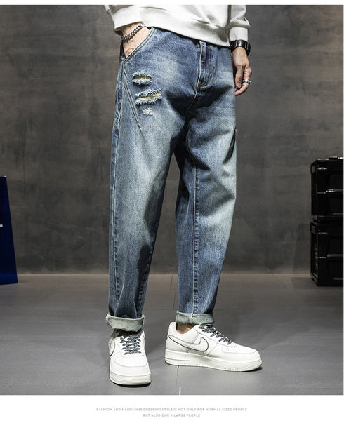 Men's Harem Ripped Denim Jeans Pants