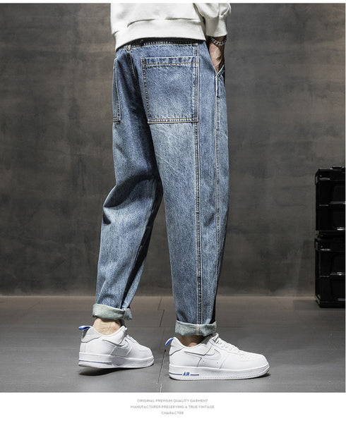 Men's Harem Pants Loose Jeans Denim Trousers
