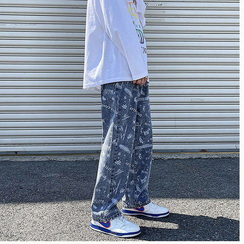Men's Hip Hop Loose Straight Fit Denim Jeans