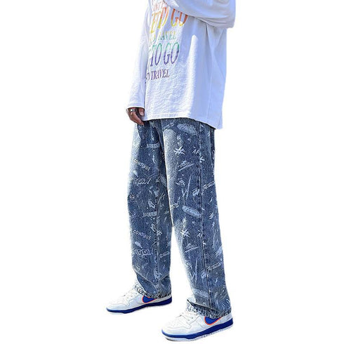 Men's Hip Hop Loose Straight Fit Denim Jeans