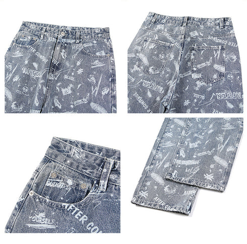 Men's Hip Hop Loose Straight Fit Denim Jeans