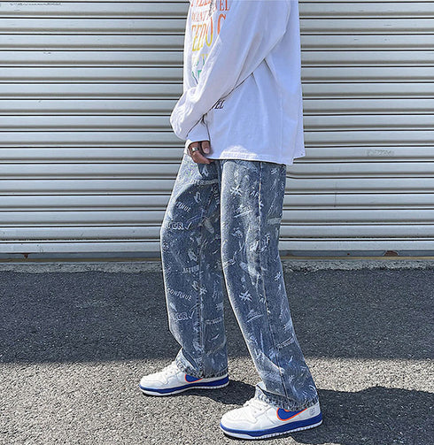 Men's Hip Hop Loose Straight Fit Denim Jeans
