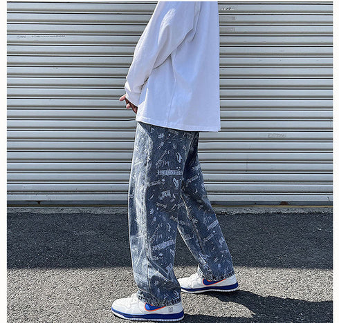 Men's Hip Hop Loose Straight Fit Denim Jeans