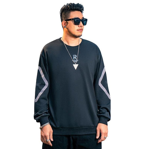 Men's Hip Hop Reflective Fleece Plus Size Sweatshirt