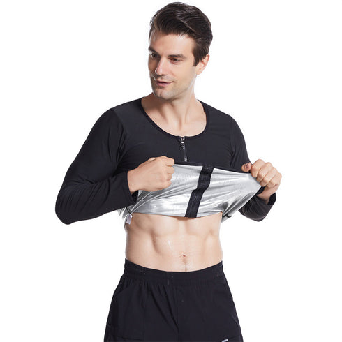 Men's Long Sleeve Workout Undershirt Slimming Sauna Shapewear
