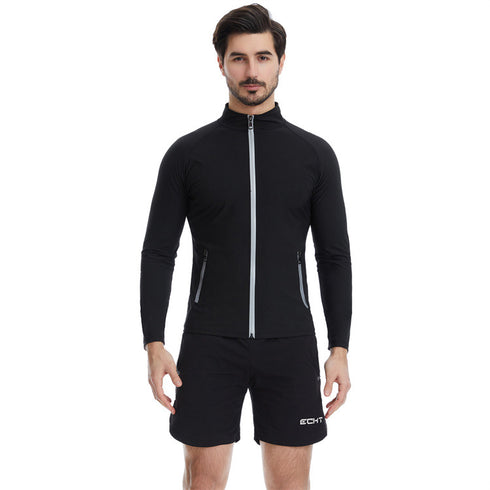 Men's Long Sleeve Zipper Undershirt Sauna Shapewear Top