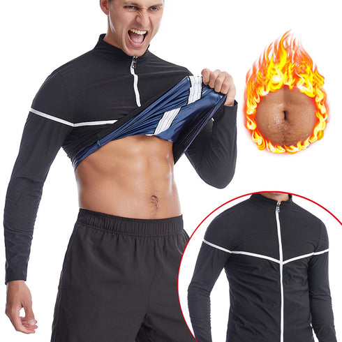 Men's Long Sleeve Zipper Undershirt Thermal Compression Shapewear