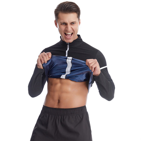 Men's Long Sleeve Zipper Undershirt Thermal Compression Shapewear