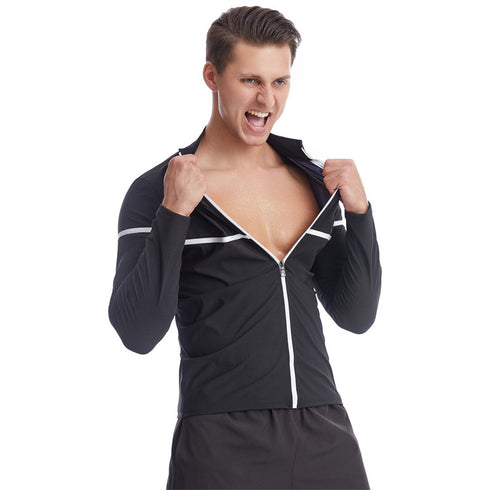 Men's Long Sleeve Zipper Undershirt Thermal Compression Shapewear