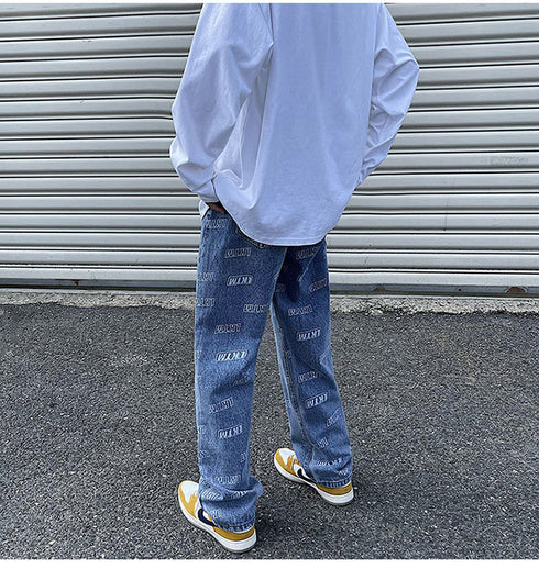 Men's Loose-Fit Wide Leg Streetwear Denim Pants