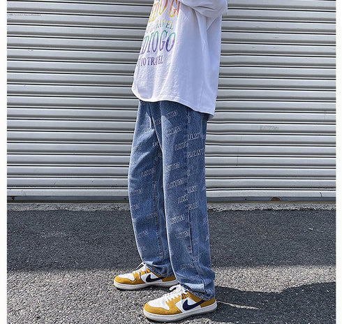 Men's Loose-Fit Wide Leg Streetwear Denim Pants