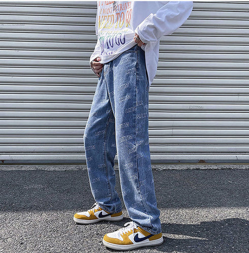 Men's Loose-Fit Wide Leg Streetwear Denim Pants