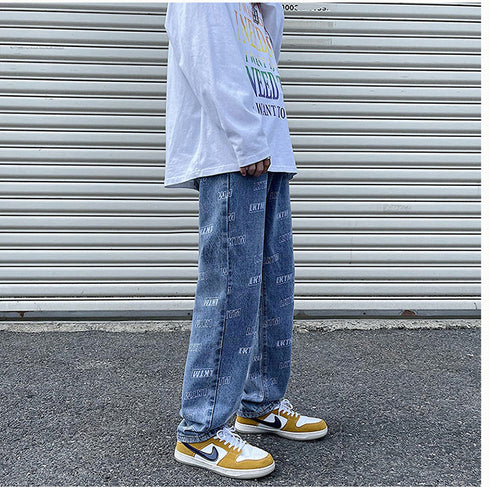 Men's Loose-Fit Wide Leg Streetwear Denim Pants