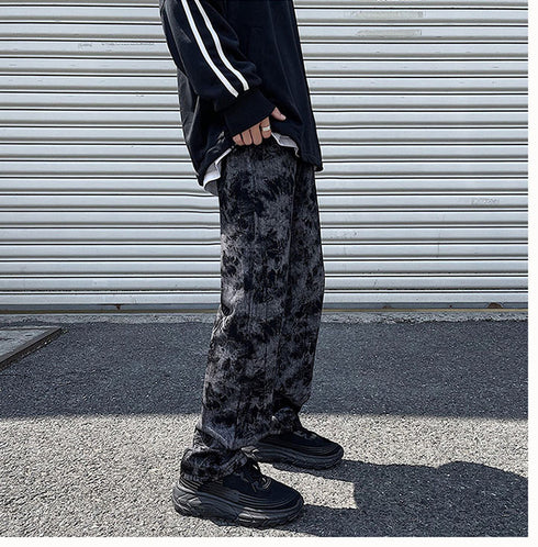 Men's Loose-Fitting Wide Leg Streetwear Black Denim Pants