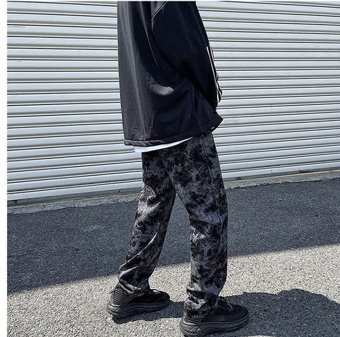 Men's Loose-Fitting Wide Leg Streetwear Black Denim Pants