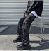 Men's Loose-Fitting Wide Leg Streetwear Black Denim Pants