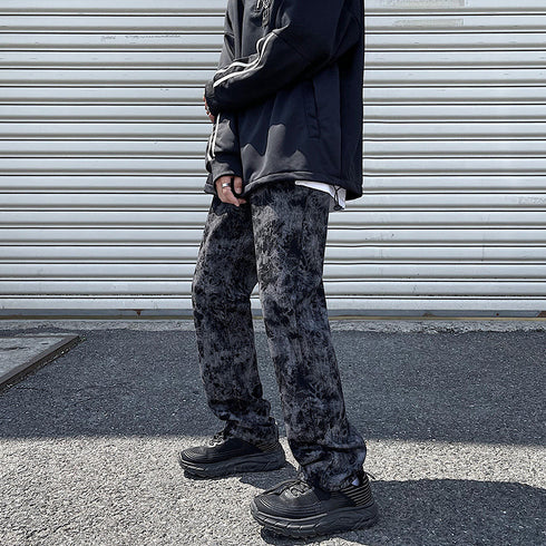 Men's Loose-Fitting Wide Leg Streetwear Black Denim Pants