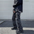 Men's Loose-Fitting Wide Leg Streetwear Black Denim Pants