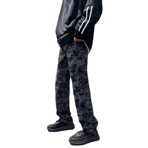 Men's Loose-Fitting Wide Leg Streetwear Black Denim Pants