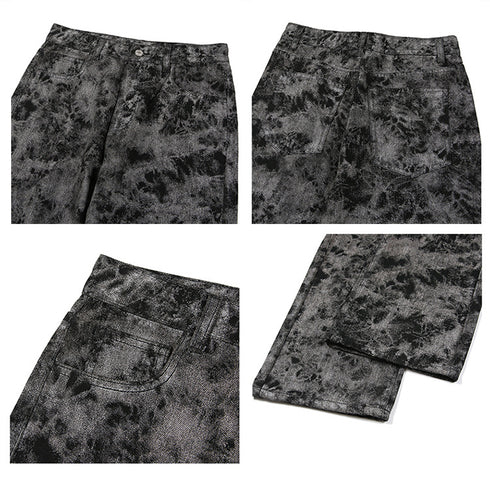 Men's Loose-Fitting Wide Leg Streetwear Black Denim Pants