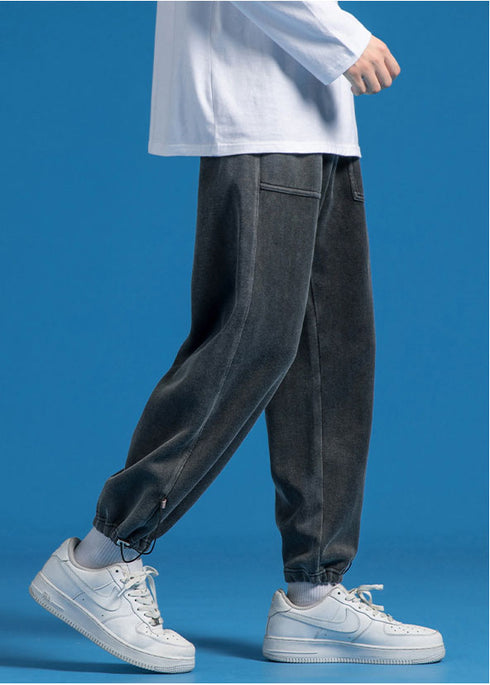 Men's Loose Casual Straight Wide Leg Drawstring Joggers