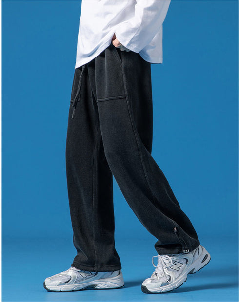 Men's Loose Casual Straight Wide Leg Drawstring Joggers
