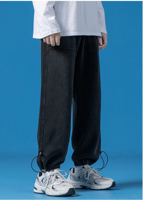 Men's Loose Casual Straight Wide Leg Drawstring Joggers