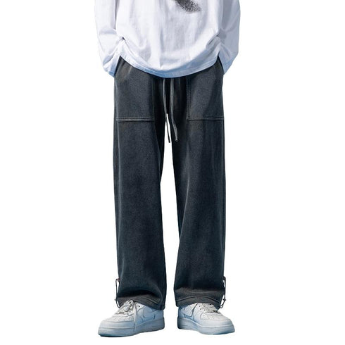 Men's Loose Casual Straight Wide Leg Drawstring Joggers