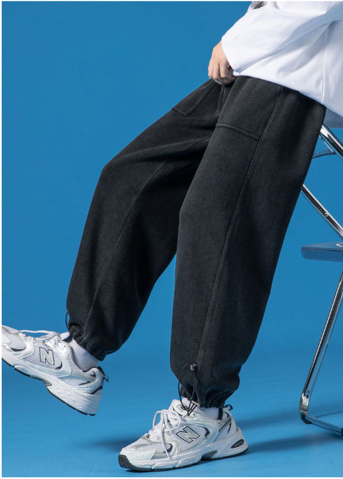 Men's Loose Casual Straight Wide Leg Drawstring Joggers