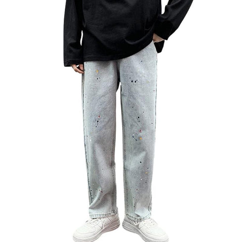 Men's Loose Dot Fashion Straight Fit Denim Jeans