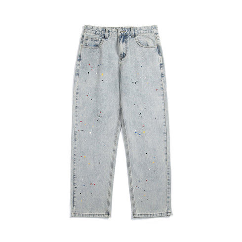 Men's Loose Dot Fashion Straight Fit Denim Jeans