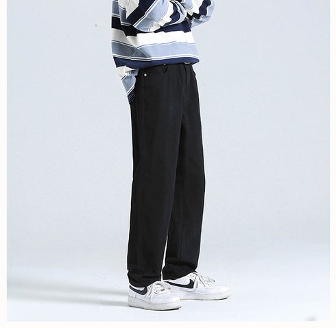 Men's Loose Fit Straight Wide Leg Denim Jeans