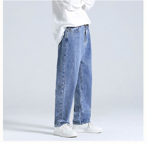 Men's Loose Fit Straight Wide Leg Denim Jeans