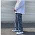 Men's Loose Fit Straight Wide Leg Smiling Face Denim Jeans