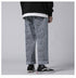 Men's Loose Fit Straight Wide Leg Smiling Face Denim Pants
