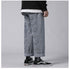 Men's Loose Fit Straight Wide Leg Smiling Face Denim Pants