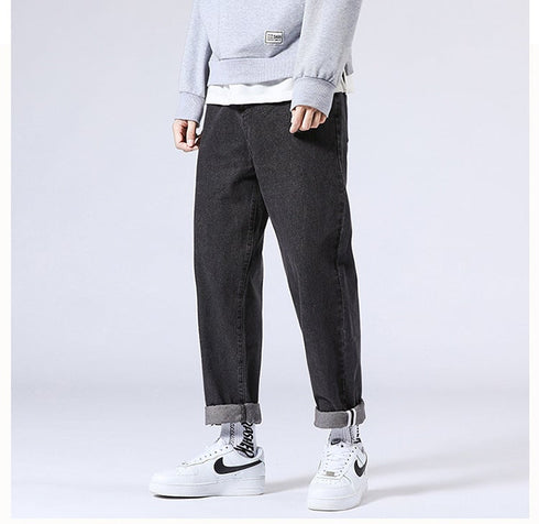 Men's Loose Fit Straight Wide Leg Denim Urban Jeans