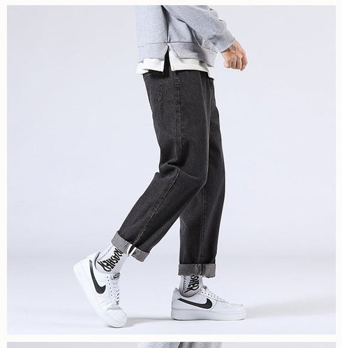 Men's Loose Fit Straight Wide Leg Denim Urban Jeans