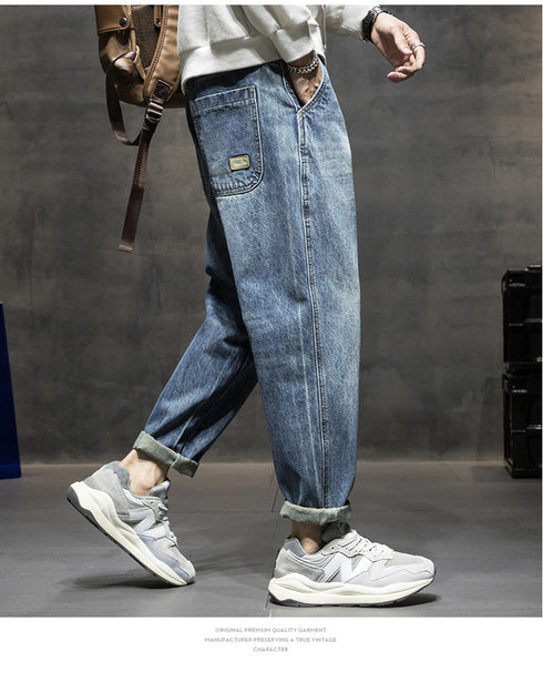 Men's Loose Jeans Plus Size Harem Pants Denim Trousers