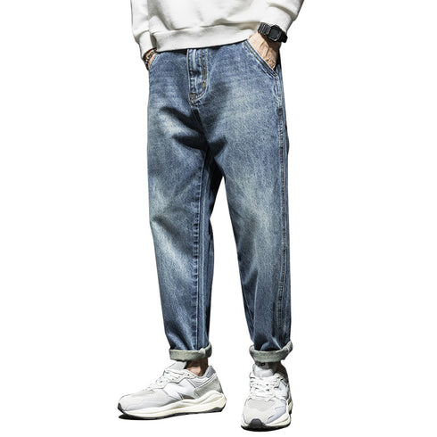 Men's Loose Jeans Plus Size Harem Pants Denim Trousers