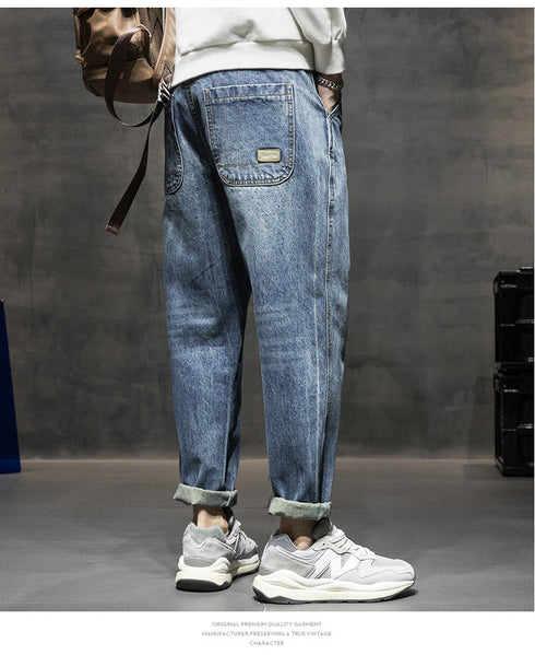 Men's Loose Jeans Plus Size Harem Pants Denim Trousers