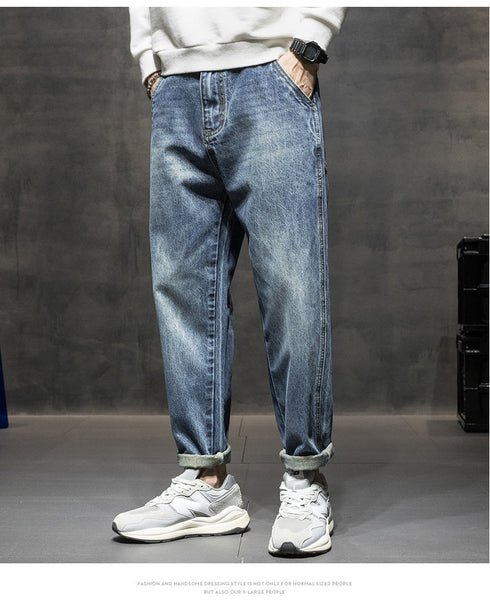 Men's Loose Jeans Plus Size Harem Pants Denim Trousers